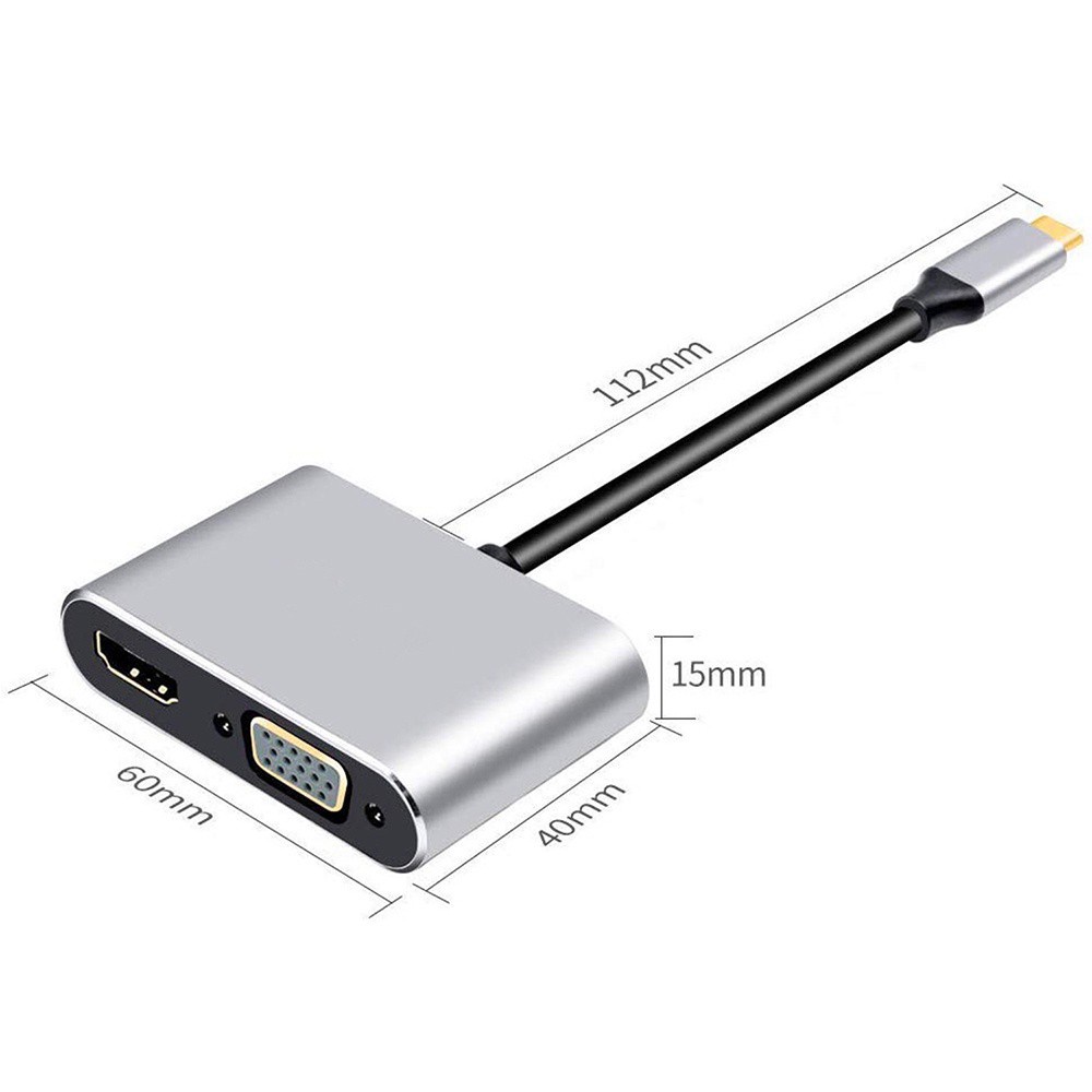 AUGUSTINA Fast Charging Type C to HDMI/VGA/USB/USB-C Type-C Hub Audio Converter 4 in 1 4K USB 3.0 HDMI+VGA+USB+pd Adapter/Multicolor