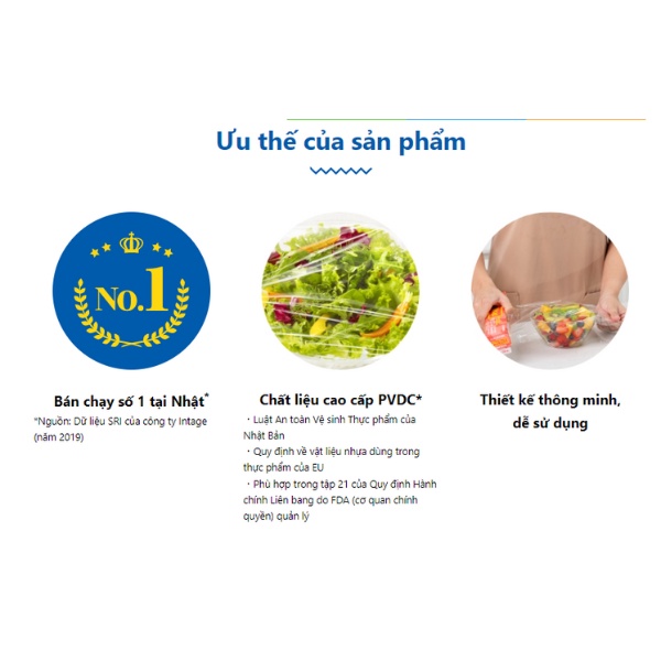 Màng bọc thực phẩm PVDC Asahi Wrap Asahi KASEI Food Wrap xuất xứ Nhật Bản chống thấm tốt giữ tươi lâu