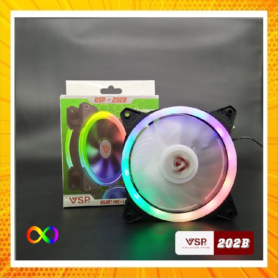 Fan Case V202B LED RGB (12cm) - Gắn Trực tiếp lên Nguồn / Tự Chuyển màu RGB