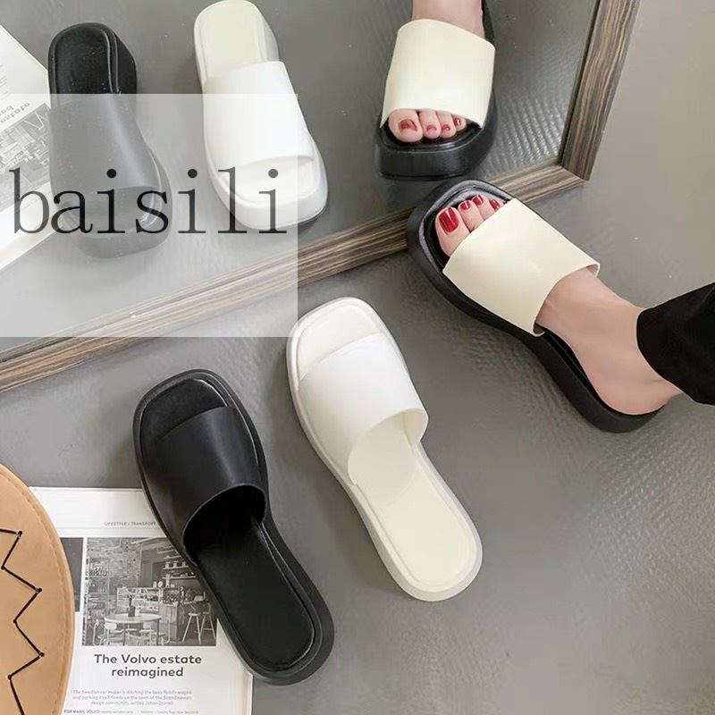 DÉP XUỒNG BAISILI - DÉP NỮ THỜI TRANG QUAI NGANG BẢN TO TRƠN NỮ TÍNH ĐẾ BẰNG BD211013