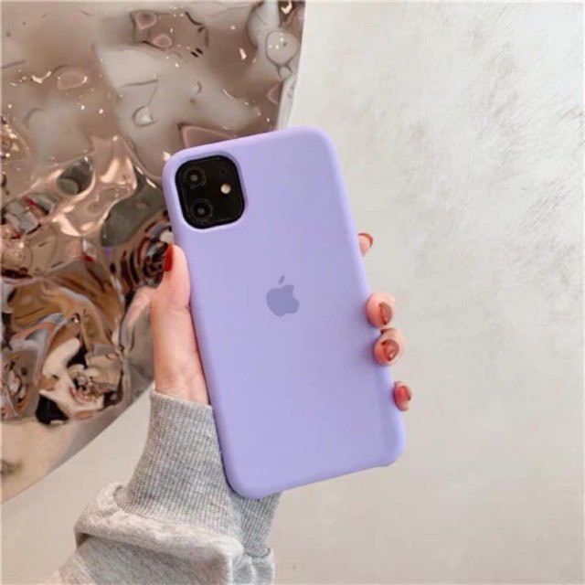 Ốp chống ố bẩn iphone màu tím loại xịn lót nhung hở đế logo táo khắc nổi -Dành cho iphone 7 iphone 8 iphone x/xs/xs max