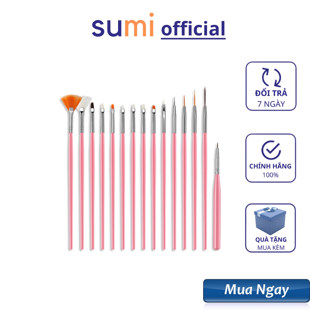 Cọ vẽ móng sét 15 cây , cọ vẽ nail