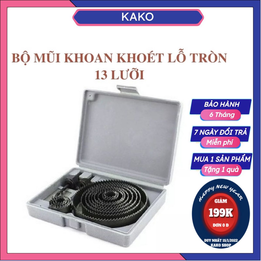 Bộ mũi khoét gỗ thạch cao nhựa chất lượng tốt 13 kích thước