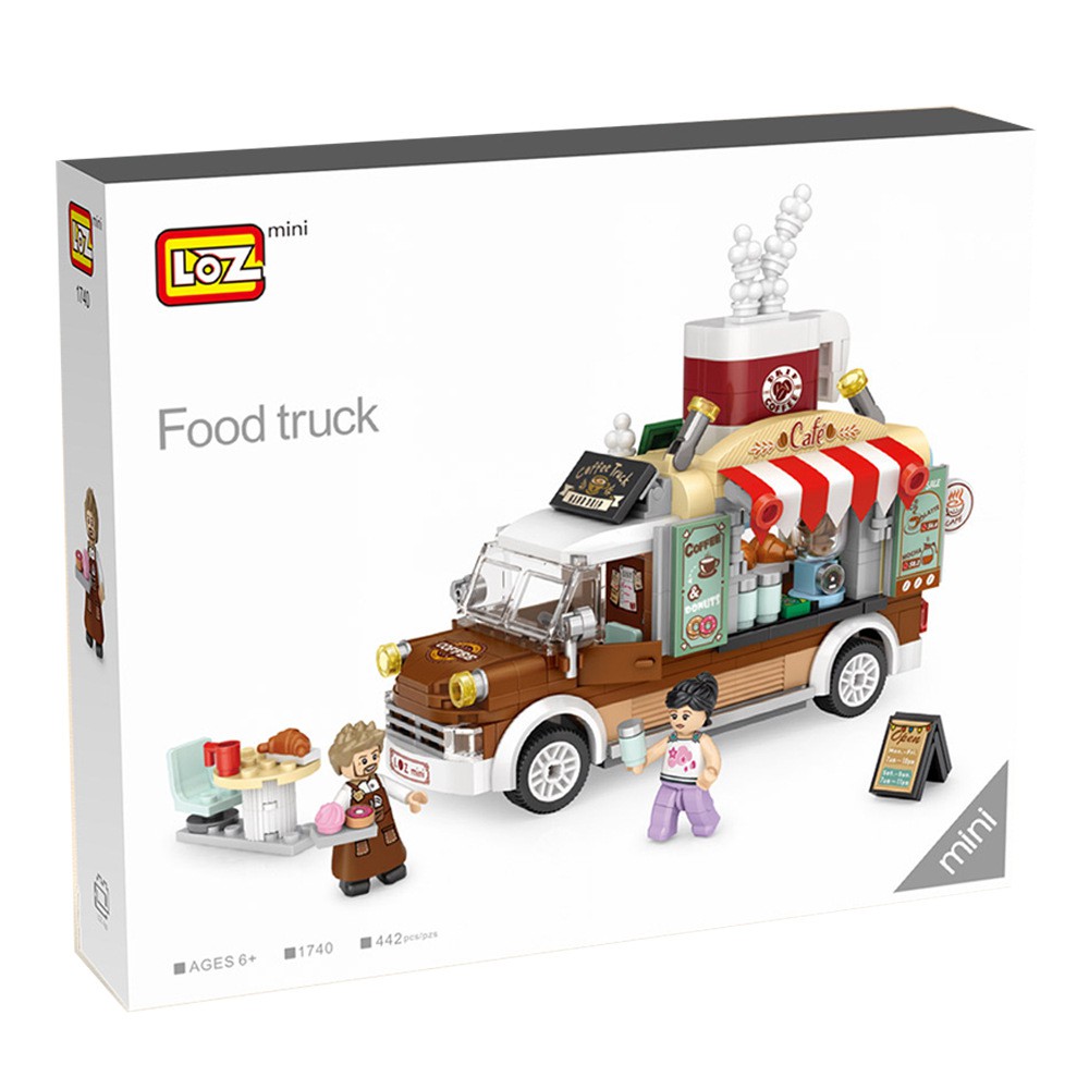 Đồ chơi lắp ráp Lego xe bán Cafe LOZ mini food truck 442 chi tiết