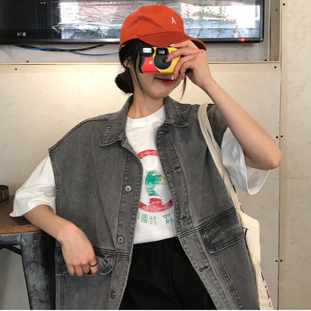 Áo khoác denim không tay phong cách Hàn Quốc cá tính | BigBuy360 - bigbuy360.vn