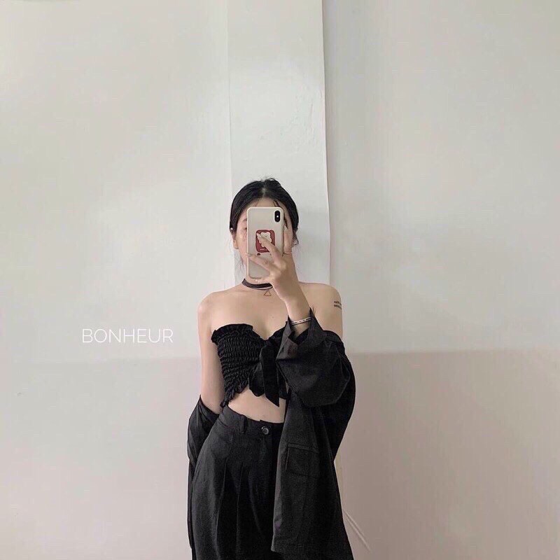 [ BAO GIÁ SHOPEE ] Áo Ống Nhún Cột Nơ Phía Trước Siêu Xinh - Áo Croptop