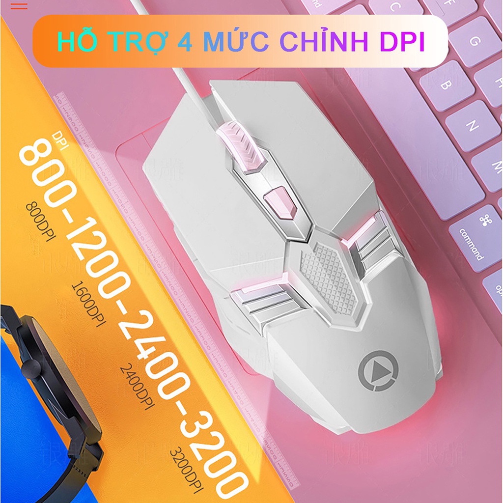 Chuột gaming YINDIAO G12 - Chuột máy tính gaming có dây YINDIAO G12 chống ồn silent điều chỉnh DPI đèn led RGB