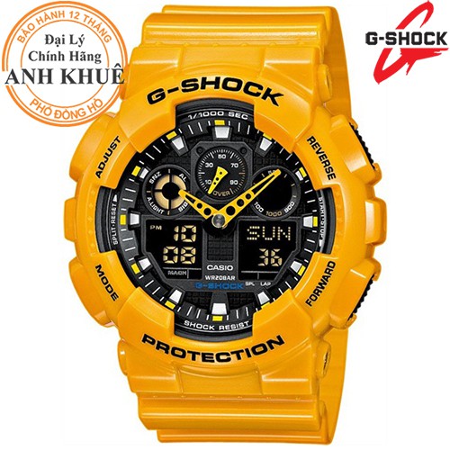 Đồng hồ nam dây nhựa G-SHOCK Casio chính hãng Anh Khuê GA-100A-9ADR