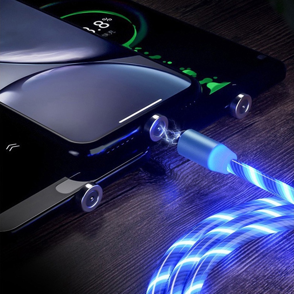 Đầu cắm/ Dây cáp sạc Micro USB Type C 8pin 2A có đèn LED và nam châm cho điện thoại tùy chọn màu sắc