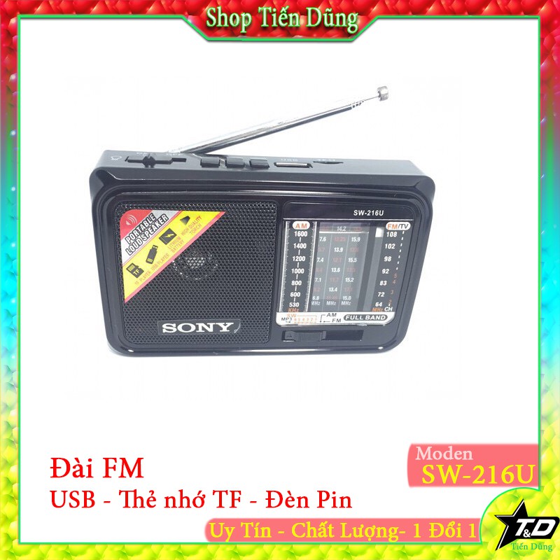 Đài Radio FM SW-216U loại mini Hỡ Trợ USB và Thẻ nhớ