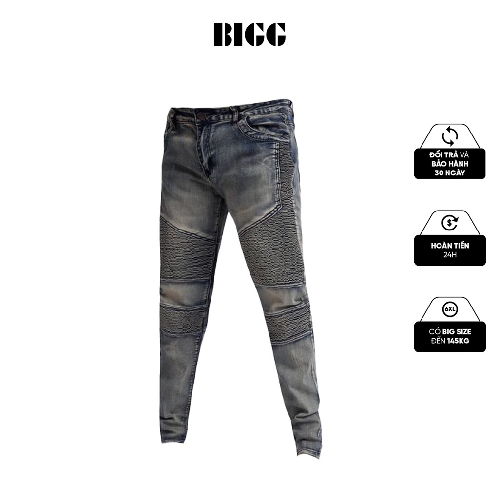 Quần Jean Biker Rêu Big Size DUSTIN - BIGG thời trang nam có Bigsize đến 145kg