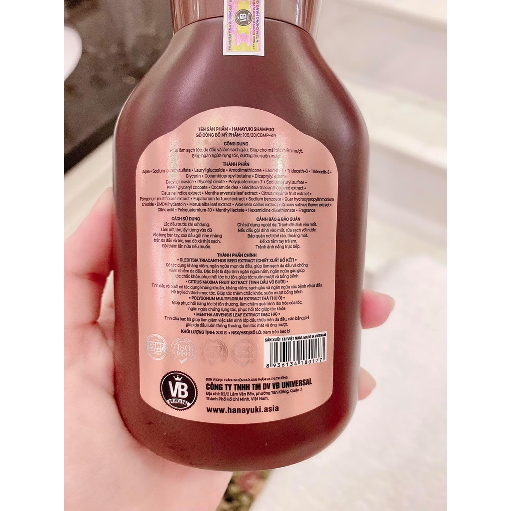 Dầu Gội Hanayuki Shampoo Ngăn Ngừa Rụng Tóc Kích Thích Mọc Tóc, Sạch Gàu Hanayuki Chính Hãng 300ml