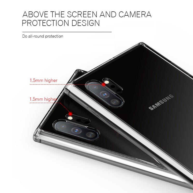 Ốp lưng LIKGUS trong suốt lưng cứng viền silicone dẻo cho Samsung Galaxy Note 20 Ultra/5G/Note 10/20/Note 10 Plus/Lite