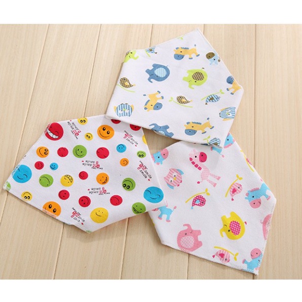 Set 5 Khăn Yếm Tam Giác 100%cotton có cúc bấm cho bé  BONBON KIDS