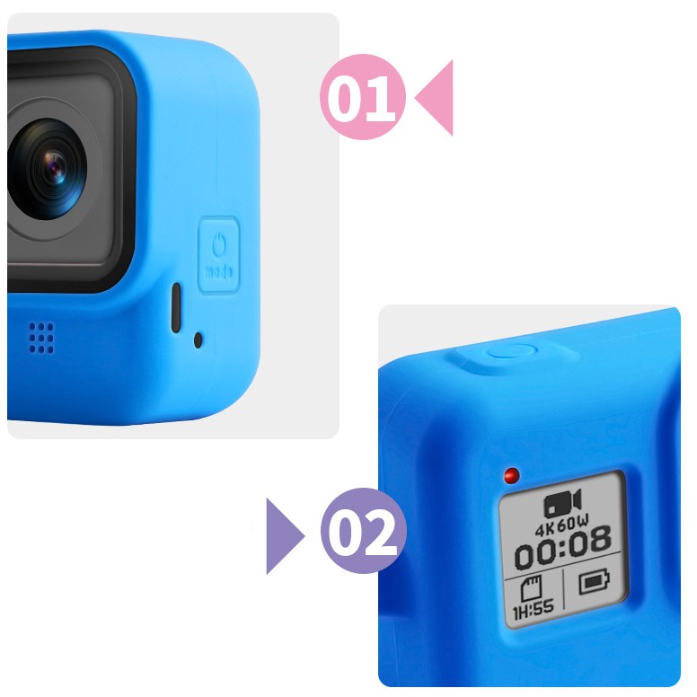 Ốp bảo vệ gopro hero 8 bằng silicon chống va đập trầy xước máy