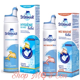 Xịt mũi cá heo Sterimar Pháp, xịt muối biển cá heo vàng, cá heo cam 100ml