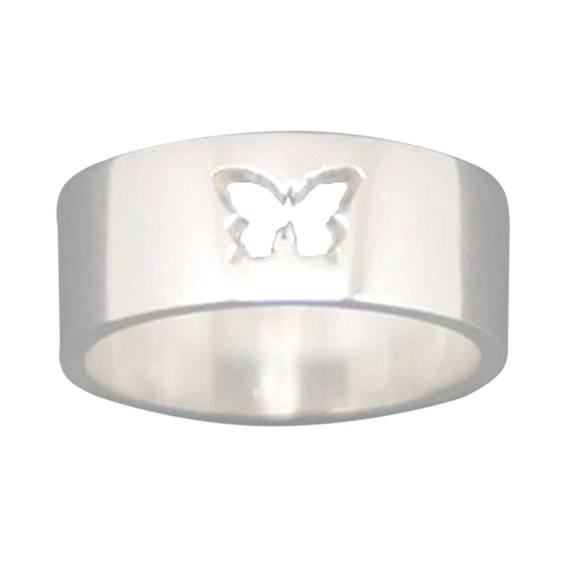 Nhẫn Đeo Tay Kim Loại Khắc Hình Bướm Thời Trang Cho Cặp Đôi