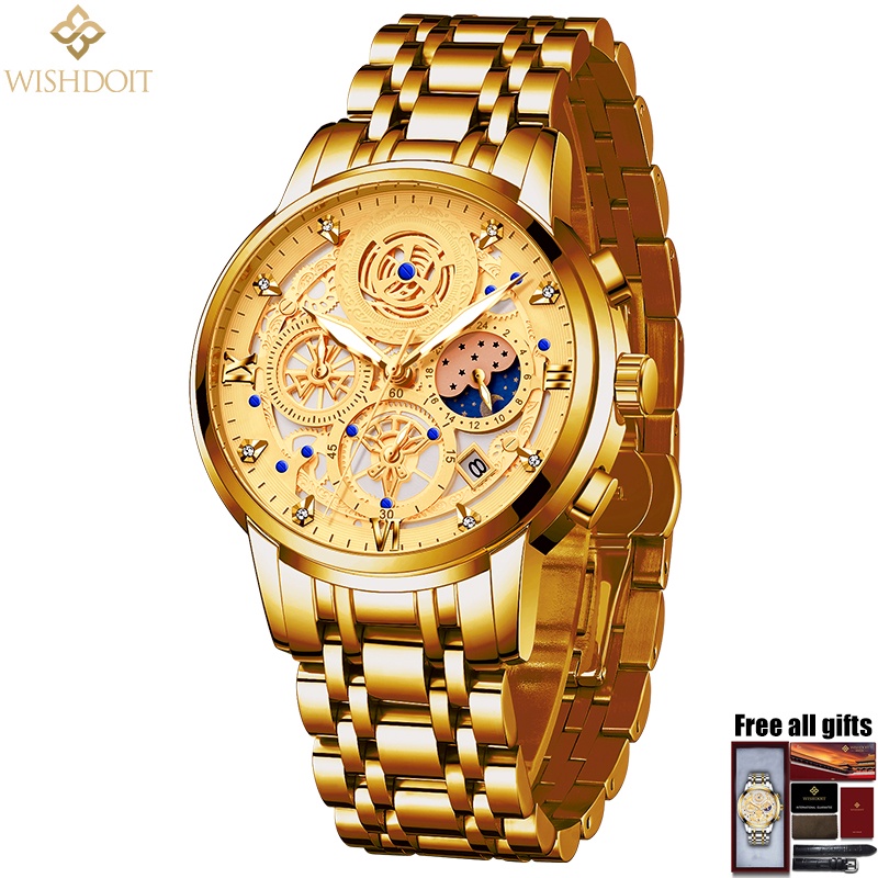 Đồng hồ thạch anh WISHDOIT dây đeo thép không gỉ chống nước màu đen phong cách doanh nhân cho nam
 | BigBuy360 - bigbuy360.vn