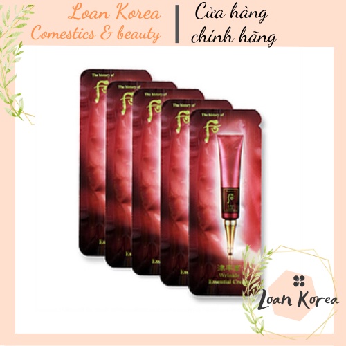 Gói kem mắt chống nhăn Whoo Đỏ Wrinkle Essential Cream 1ml