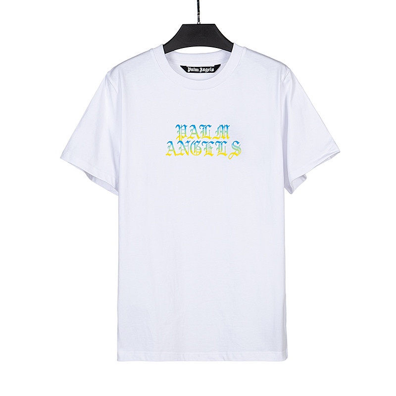 Áo Thun Cotton Ngắn Tay Dáng Rộng In Hình Sanskrit Màu Gradient Plus Size Unisex