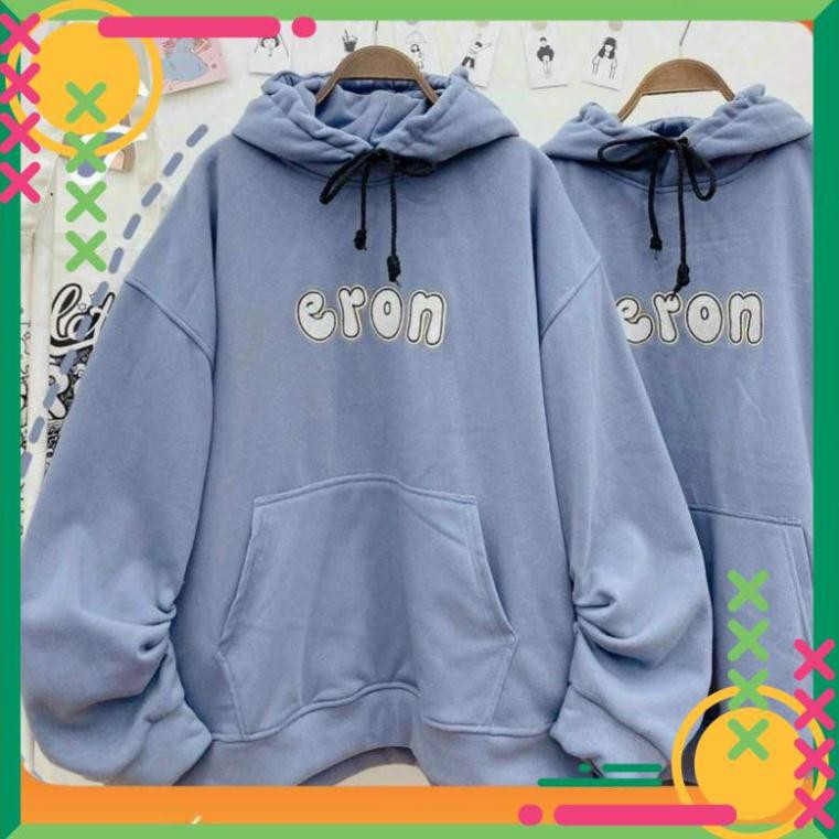 [Lên đồ là Sang]  Áo Hoodie Nỉ Bông Tay Phồng  Eron Form Rộng Hai Màu Siêu Xinh