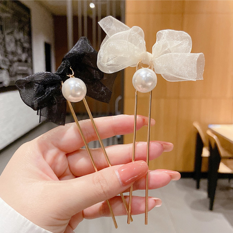 Kẹp tóc đính nơ ren kiểu hàn quốc xinh xắn cho nữ