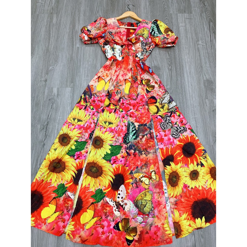 [FREESHIP] Đầm  maxi hoa xẻ nơ | BigBuy360 - bigbuy360.vn