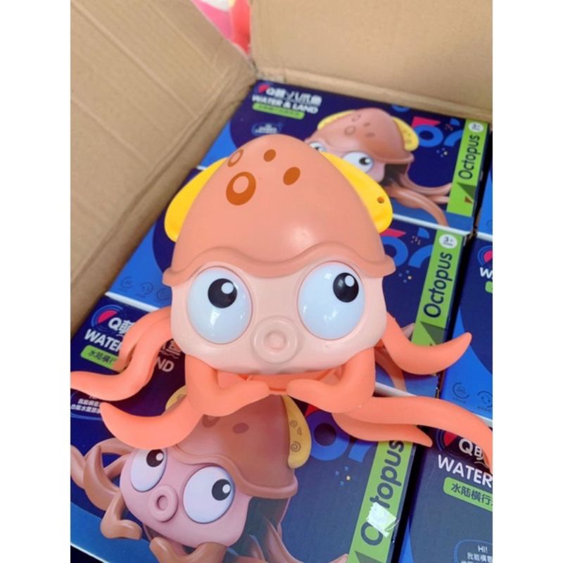 Đồ chơi bạch tuộc bơi lội, bạch tuộc kéo dây bò ngang bằng cót đồ chơi nhà tắm vui nhộn cho bé