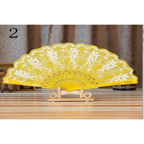 Quạt polyester Dài 23cm Với 7 Kiểu Hoa Tùy Chọn