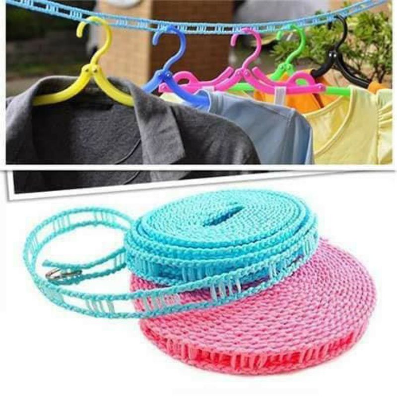 Cuộn dây phơi đồ thông minh 5m có móc cài | Dây phơi quần áo chống dồn chống xô lệch( AV)