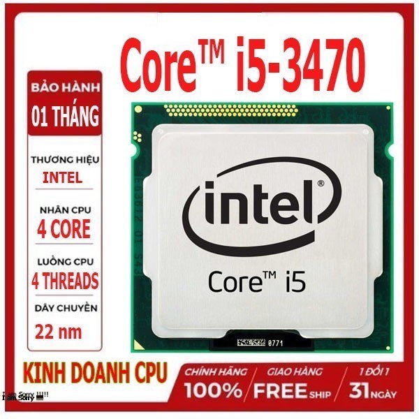 Bộ vi xử lý CPU i5 3470 +   Tặng keo tản nhiệt