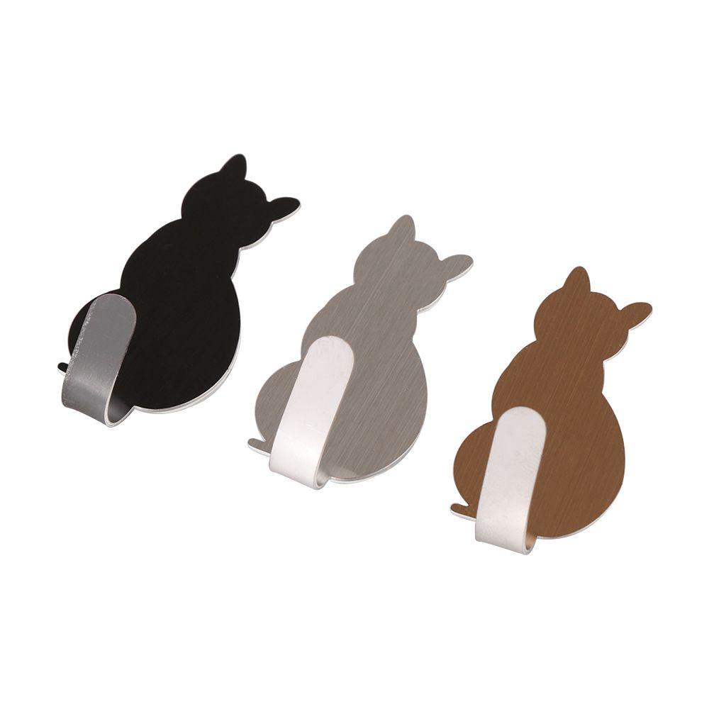 KUNHEV Set 2 Móc Treo Đồ Gắn Cửa Họa Tiết Mèo Dễ Thương Giá Đỡ