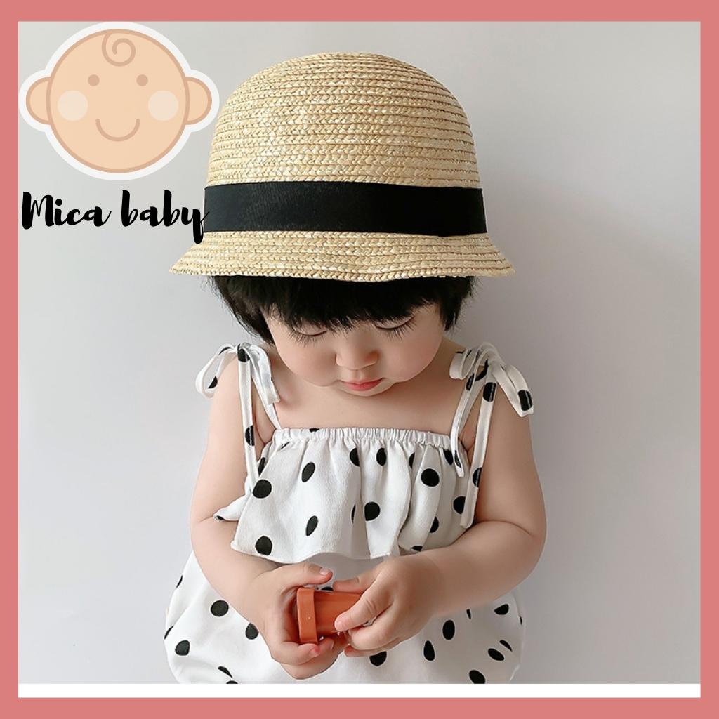 Mũ cói vành rộng cho bé phong cách Nhật Bản đáng yêu Mica baby