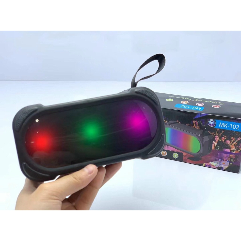 Loa bluetooth mini cầm tay MK 102 hỗ trợ thẻ nhớ SD, USB, FM Audio có đèn led RGB nháy theo nhạc