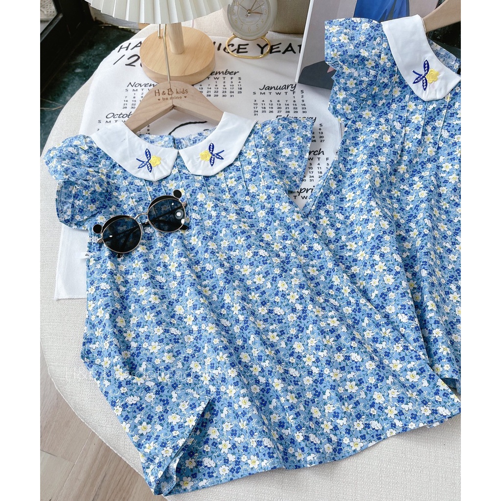 Váy cho bé gái, váy bé gái chất liệu vải thô mềm, váy hoa mặc mát cho bé từ 8-20kg