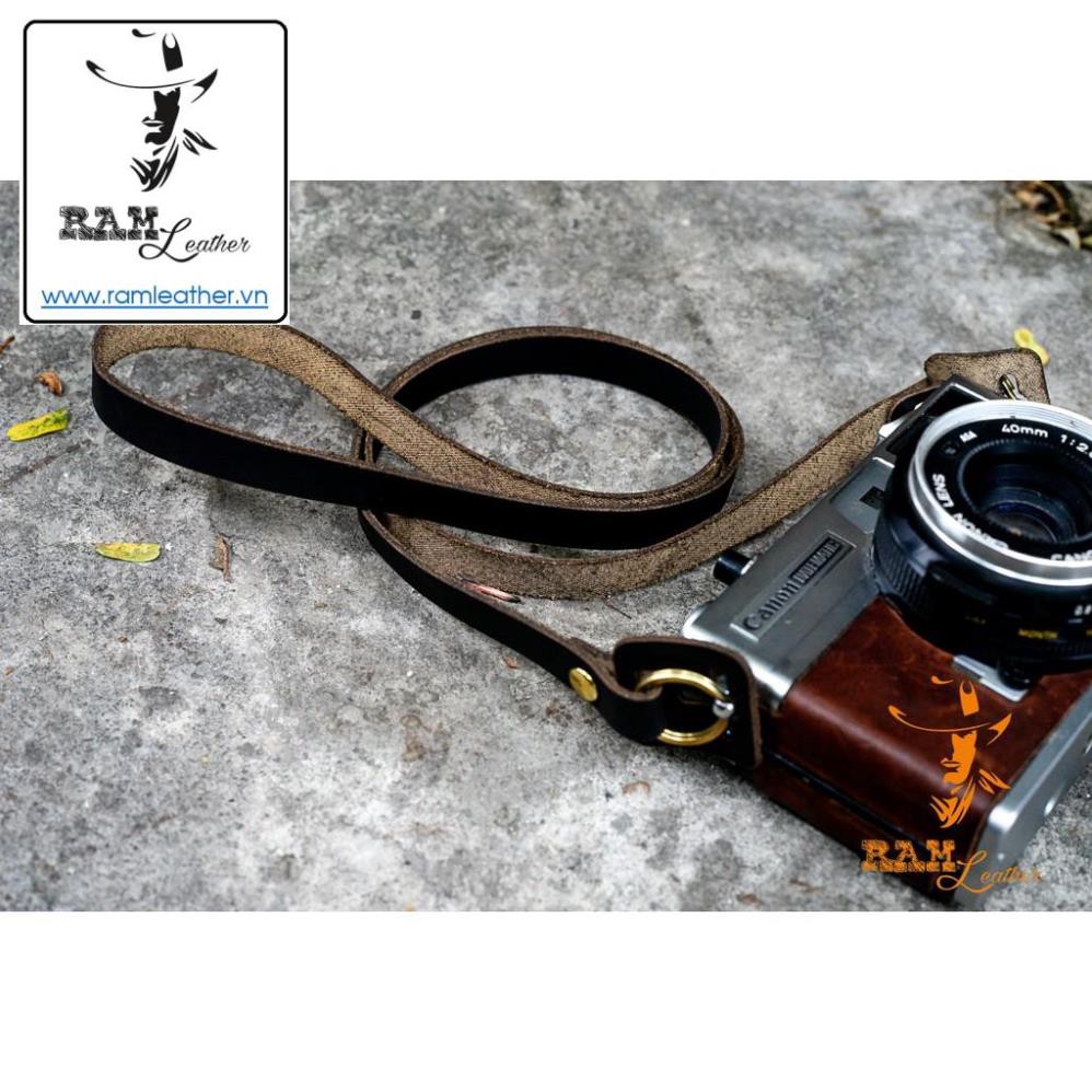 DÂY MÁY ẢNH DA BÒ ĐEN MỘC MẠC VINTAGE – RAM A2 BLACK