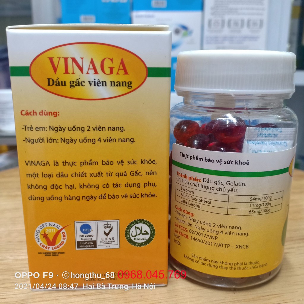 Dầu gấc viên nang VINAGA lọ 100 viên | BigBuy360 - bigbuy360.vn