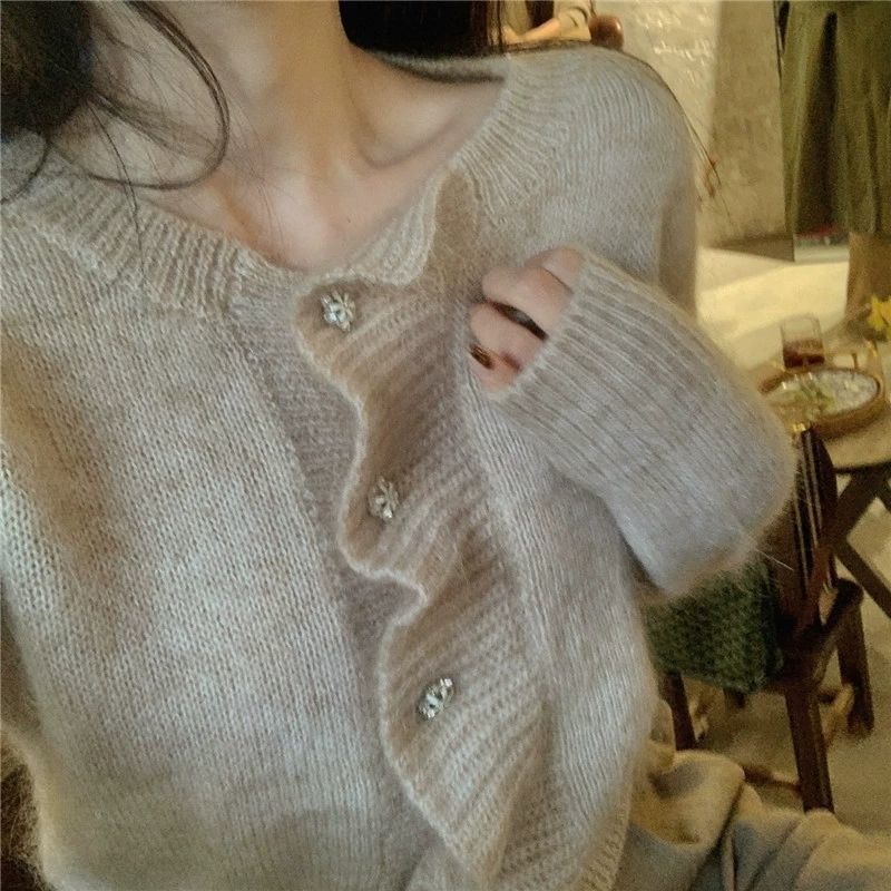Áo khoác cardigan dệt kim dáng rộng ngắn mềm mại thời trang cho nam