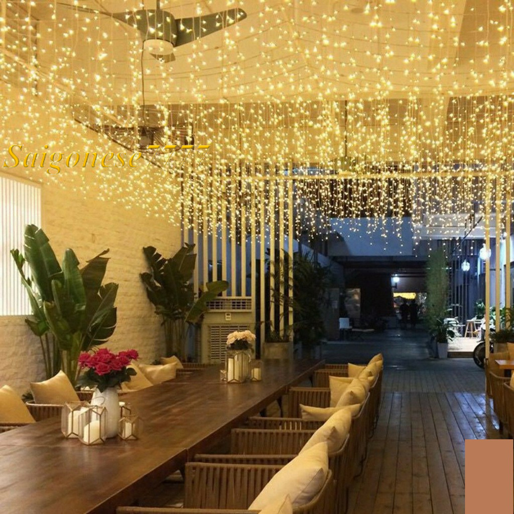 (4m*50cm) 16 Dây Đèn 110 Bóng Đèn Led Đom Đóm Fairy Light- Rèm Đèn Chống Nước Trang Trí Tiệc Sân Vườn Noel Lễ Tết