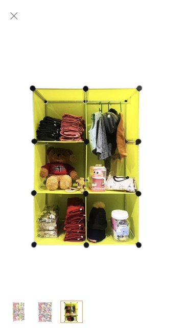 TỦ NHỰA QUẦN ÁO LẮP GHÉP CHO BÉ 6 Ô SIZE 37x37cm. Tặng 1 treo đồ đi kèm.