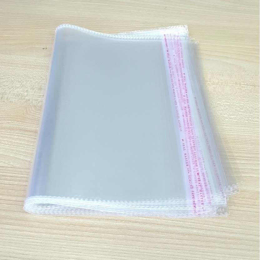 200g (~38cái) Túi Opp dán mép 26x37cm (+0) - Túi nilon băng keo dán miệng
