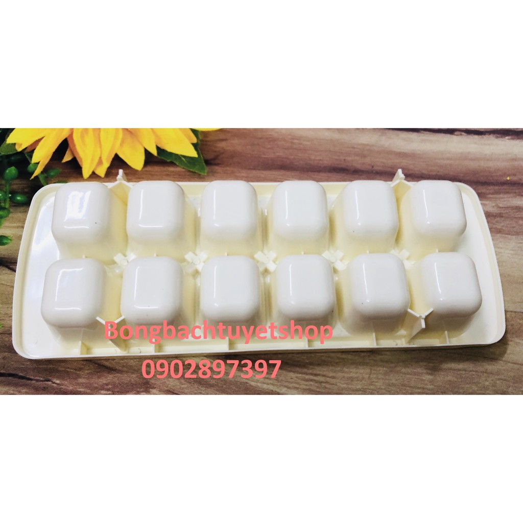 Khay đá vuông 12 viên HPL59 - Khuôn làm đá viên bằng nhựa tiện lợi 12 viên HOFACO