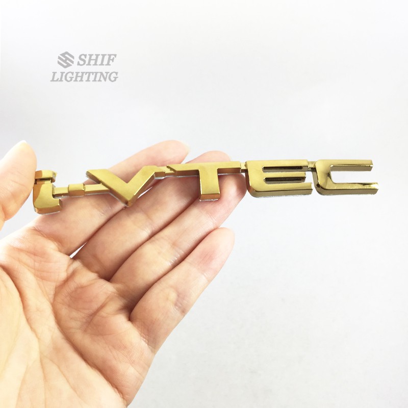Logo ABS mạ vàng / bạc i-VTEC 130*18mm dán trang trí xe Honda