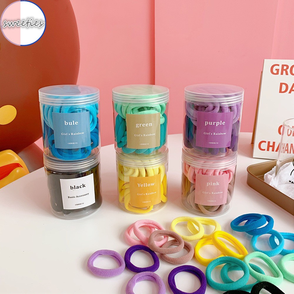 Bộ 50 Dây Cột Tóc Chất Liệu Co Giãn Thời Trang Cho Nữ