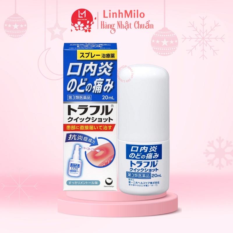 Chai xịt nhiệt miệng Traful của Nhật 20ml giảm nhiệt, giảm đau và loét miệng