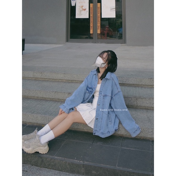 Áo khoác denim jacket 1 túi form oversize