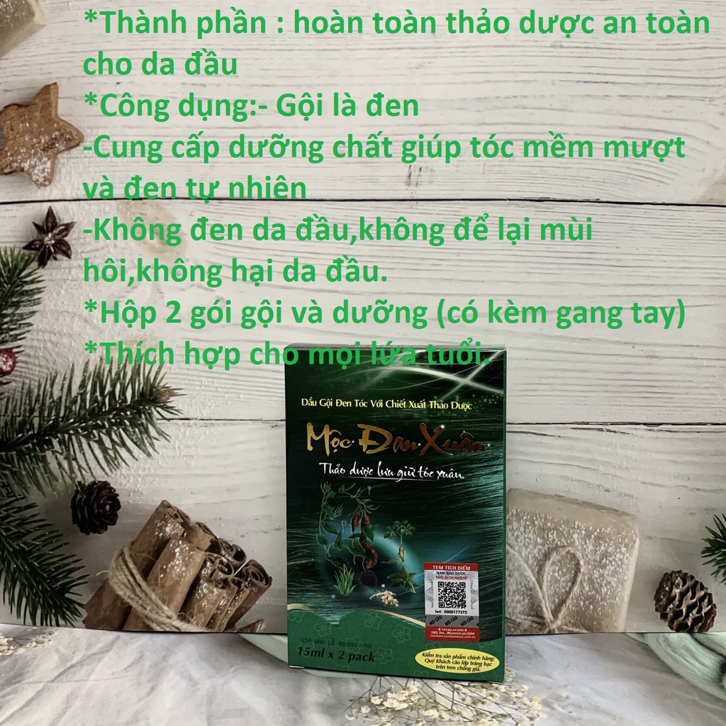 Dầu gội là đen tóc thảo dược phủ bạc ,nhuộm đen tóc Mộc đan xuân không đen da đầu không gây kích ứng ,tóc đen tự nhiên