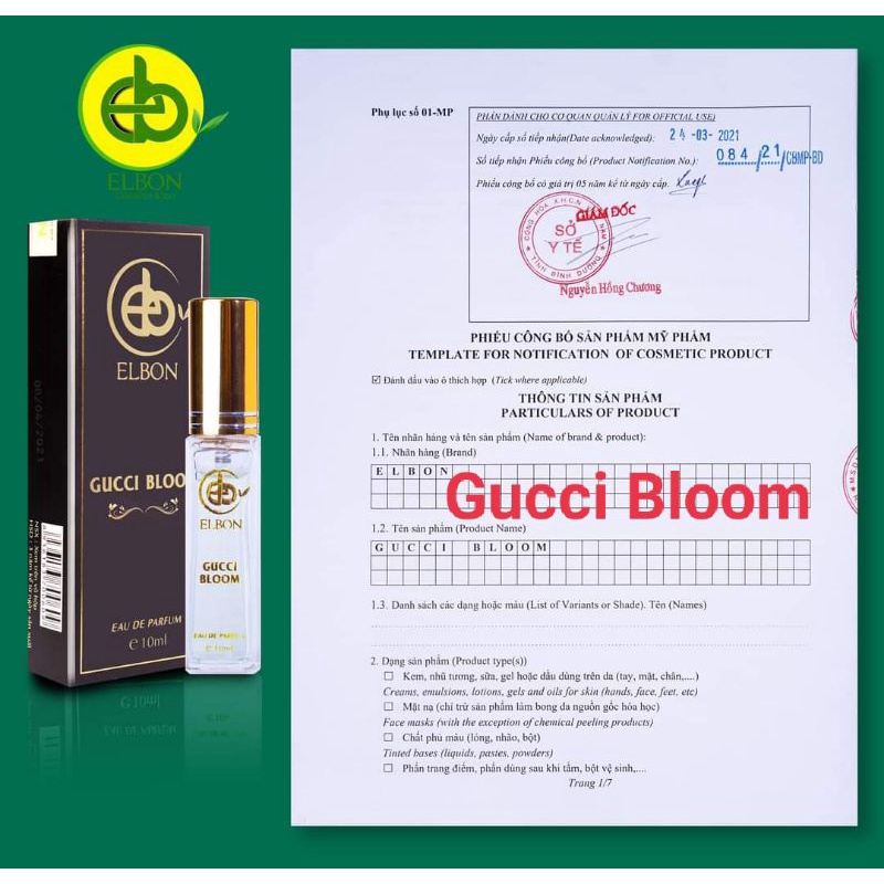 Nước hoa nam nữ Gucci Bloom nhập khẩu 10ml Elbon giá 120k