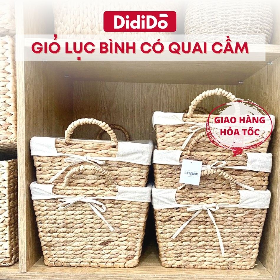 Giỏ lục bình H20 có quai cầm kèm lót