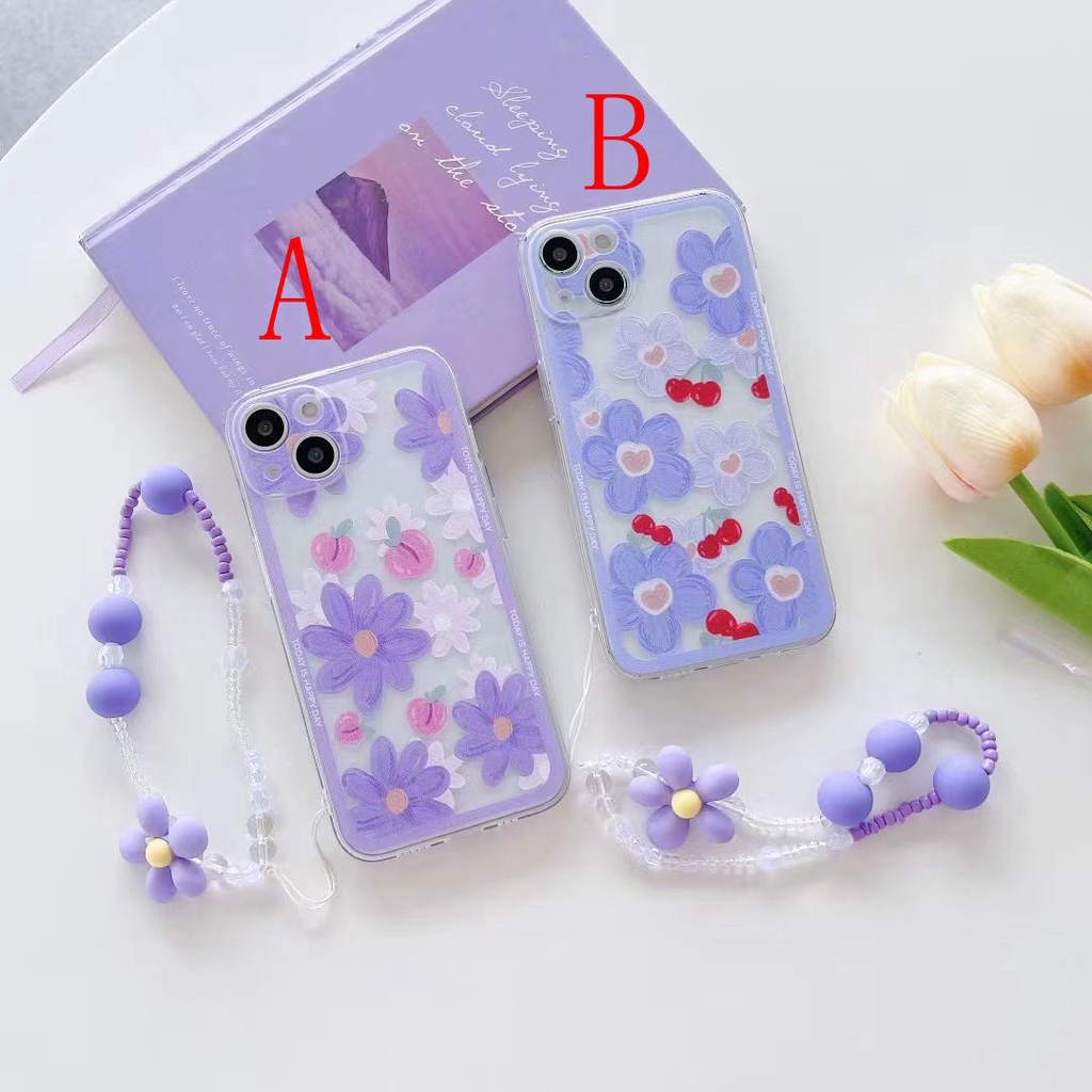 Ốp Điện Thoại TPU Mềm Trong Suốt Họa Tiết Hoa Có Vòng Tay Cho Samsung Galaxy S21 S20 FE Note 20 Ultra S20 S21 S20 Plus